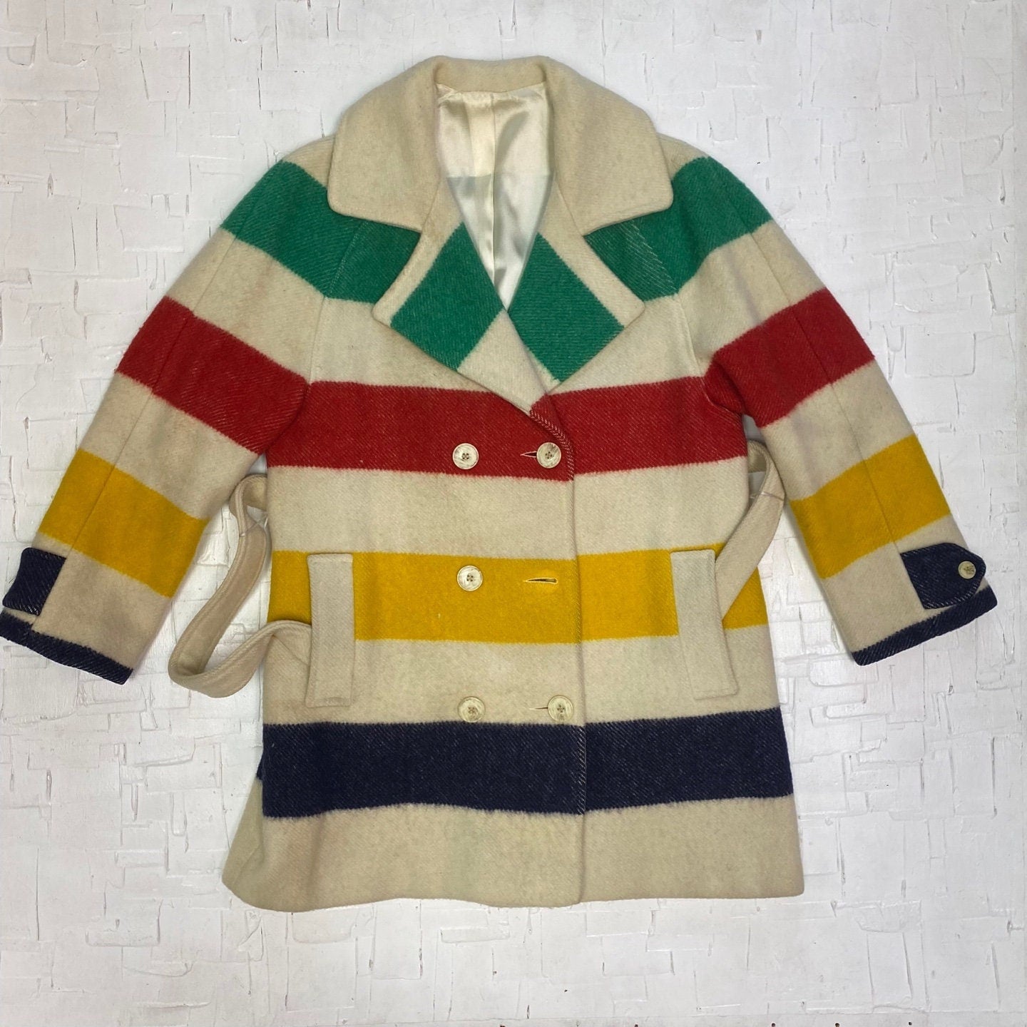 Vintage Pure Virgin Wool Hudson's Bay Incorporated 1670 Jacket | Vintage Jacket | Made in Canada | Navy Red Yellow Green | Size M |  M-1875