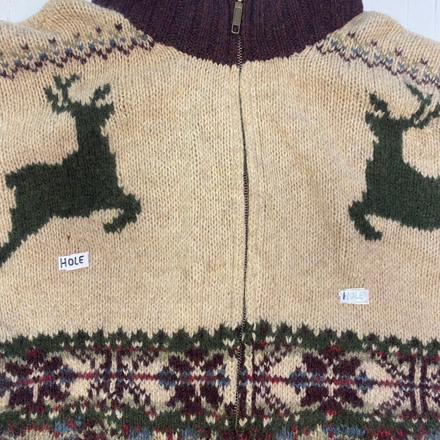 Vintage Ralph Lauren Wool Deer Sweater store Cardigan With Pockets Women Sz Small