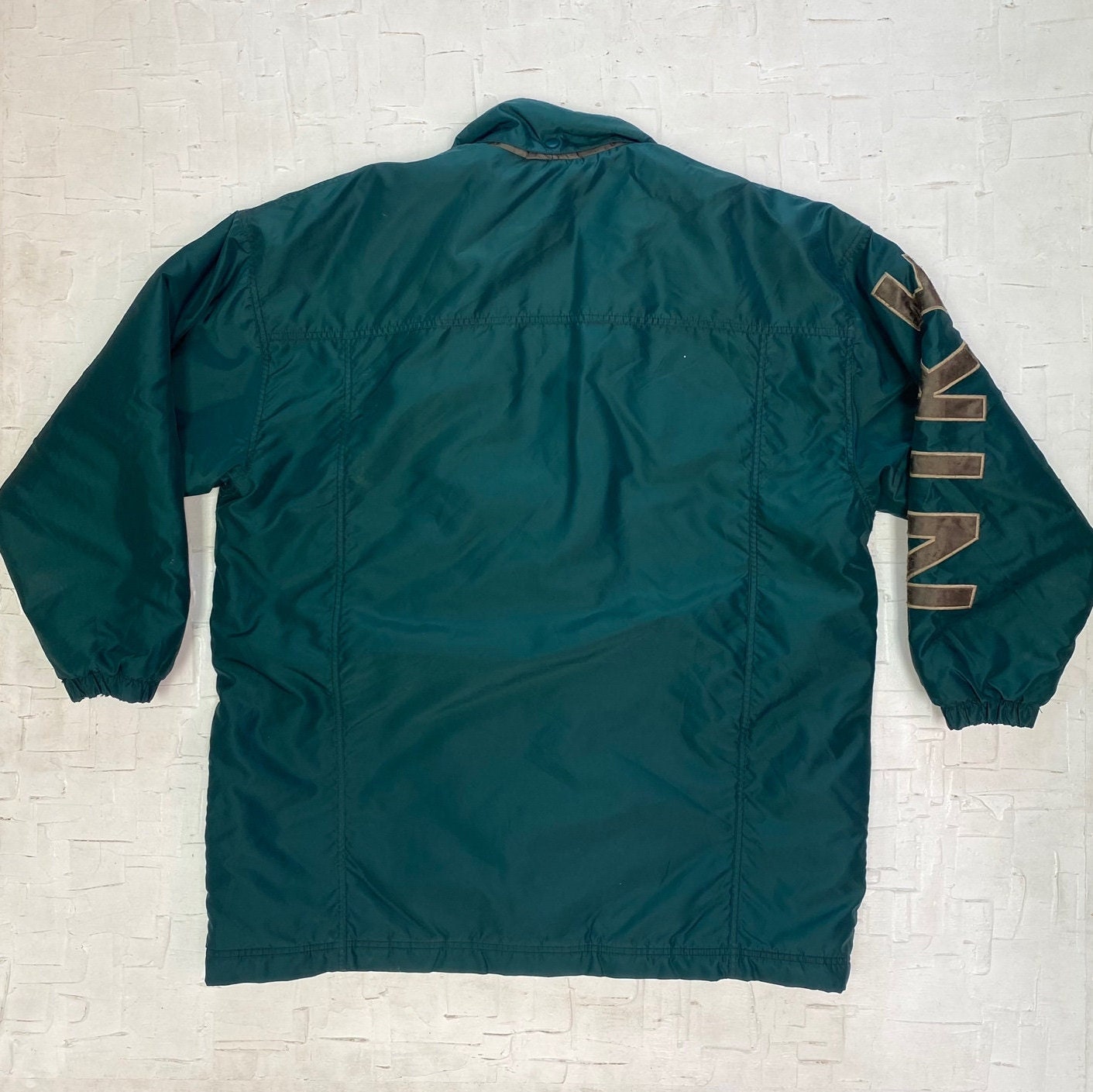 Vintage Teal and Brown Nike Ski-Jacket with Large Logo on Sleeve | Vintage Jacket | Nike | Quilt Lining | Winter | Men's Size L | M-2044