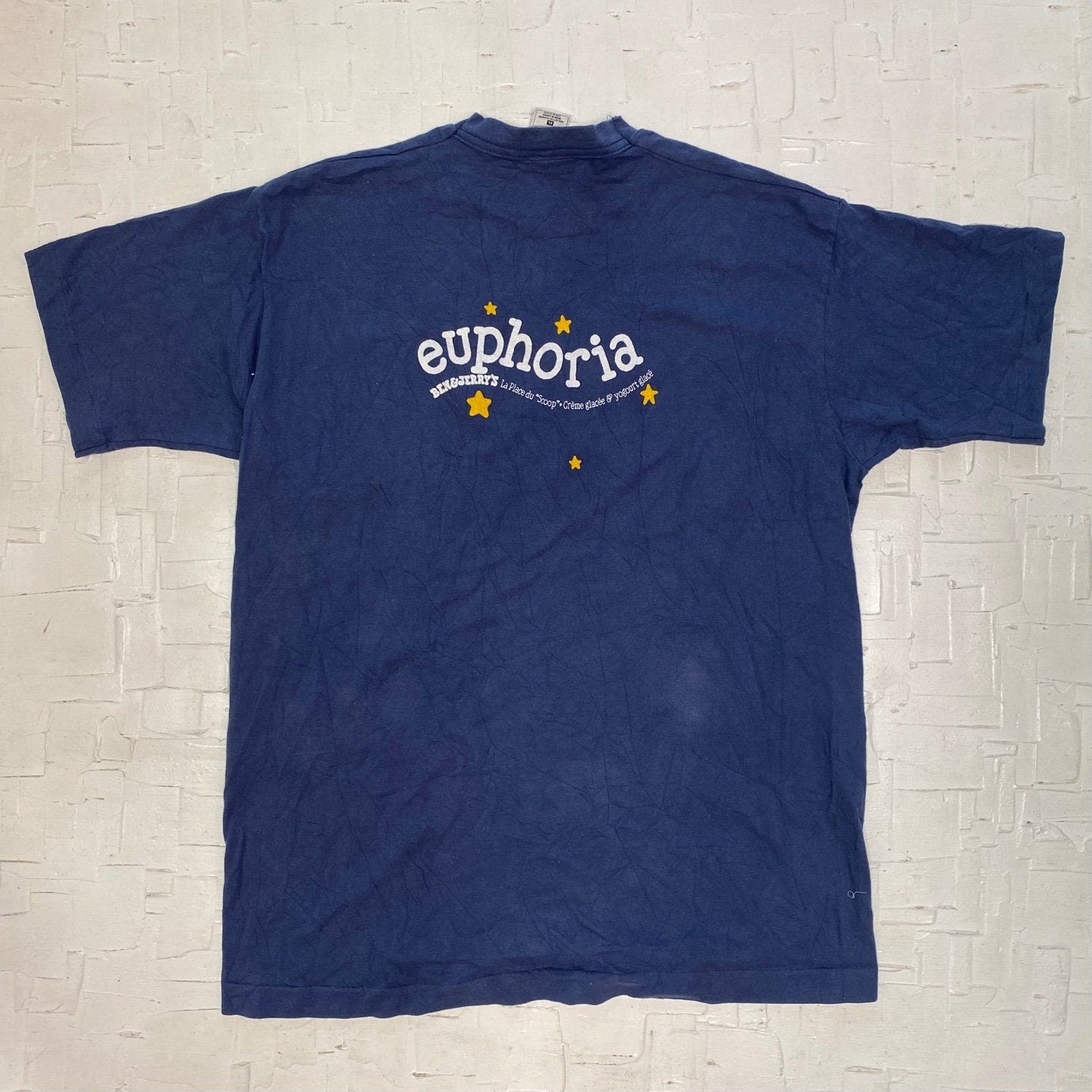 Vintage Ben and Jerry's Euphoria Navy Blue T-shirt | Vintage T-shirt | La Place du Scoop | Three Cows | Ice Cream Shirt | Men's XL | M-2048