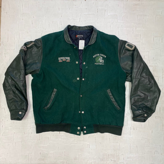 Vintage Crusaders Austen O'Brien Football Alberta Football Leather Jacket | Vintage Leather Bomber Jacket | Letterman Jacket | SKU M-2058 |