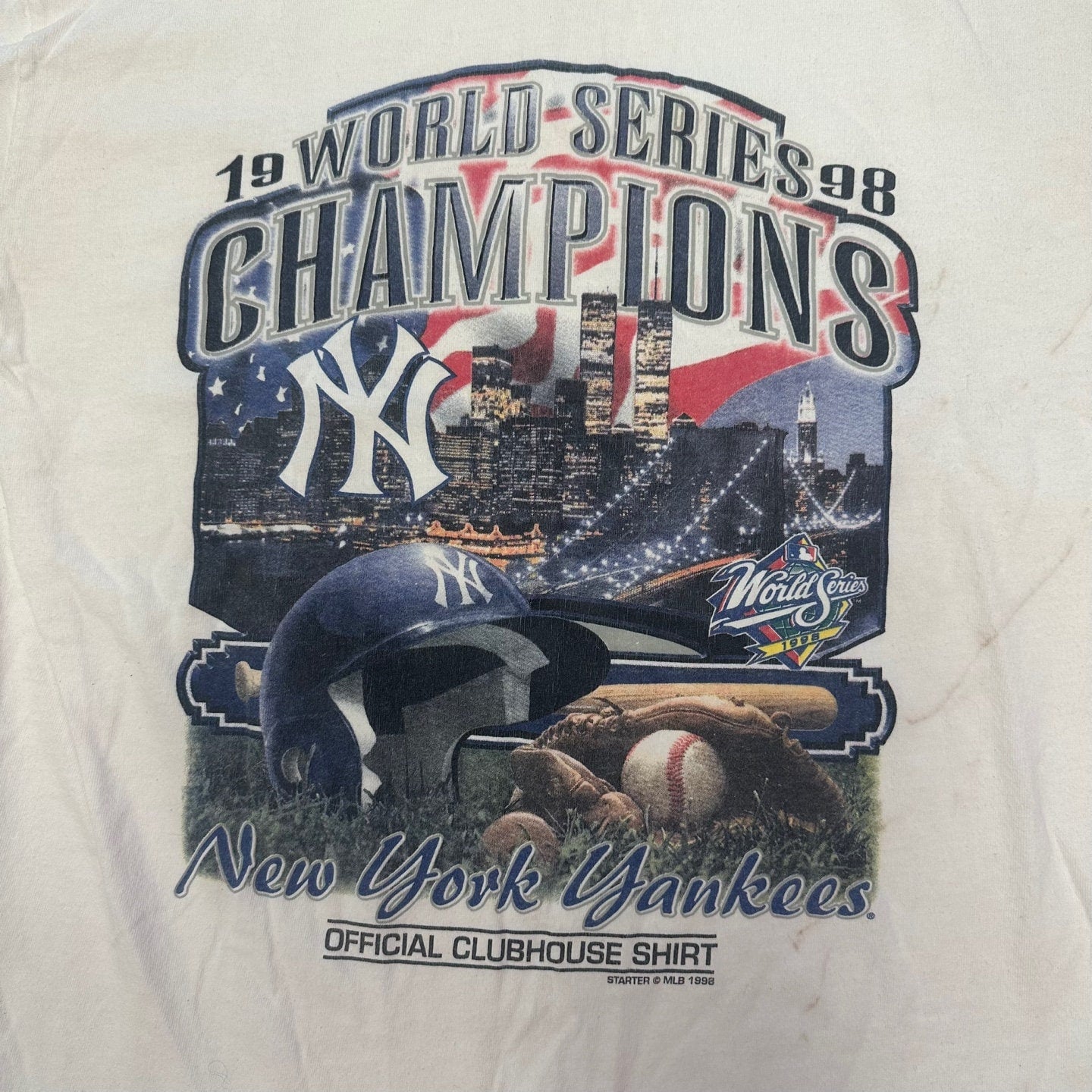 1998 Vintage World Series Champions New York Yankees Official Clubhouse Shirt T-Shirt | Vintage Graphic T-Shirt | SKU M-2156 |