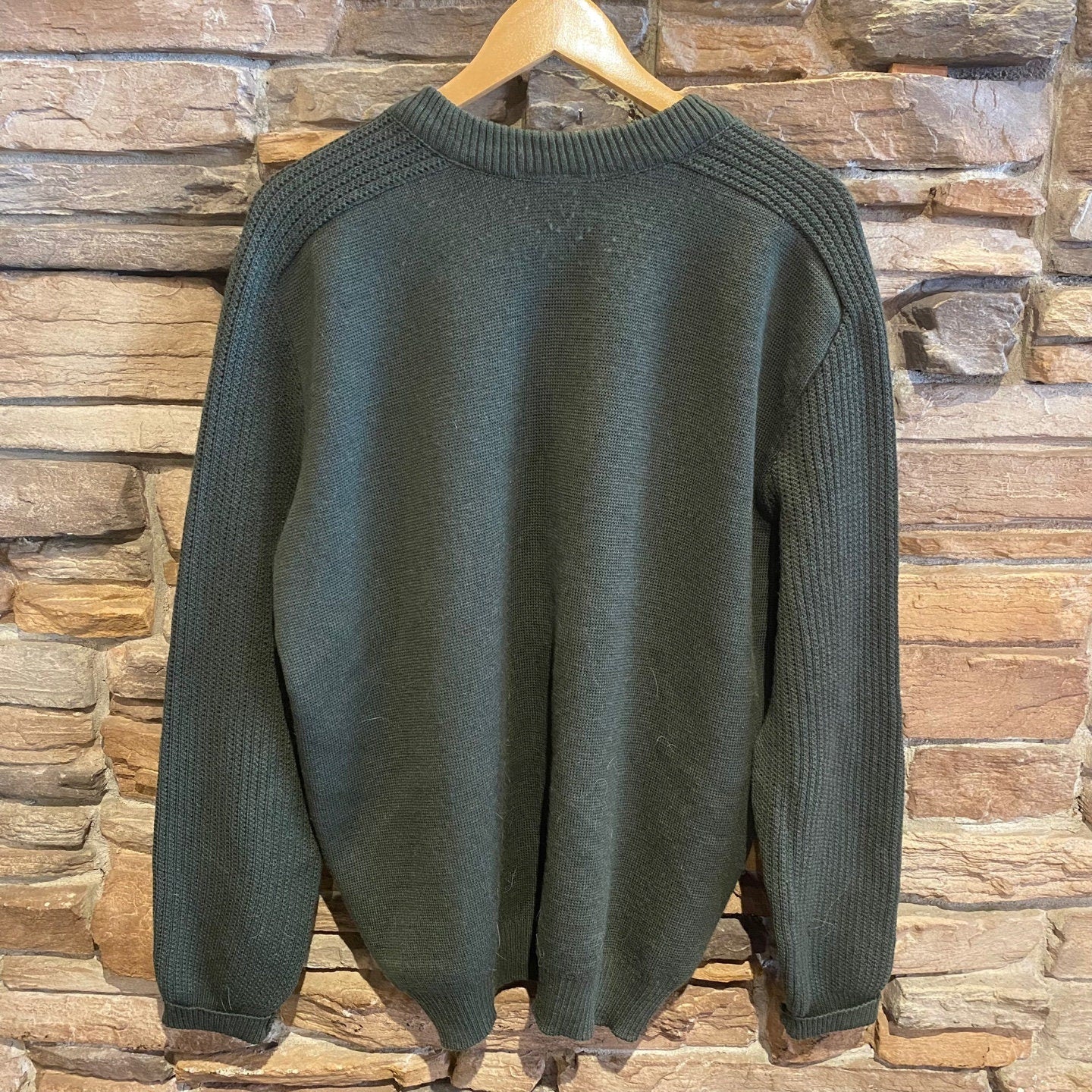 Vintage Barbour Made in England Green Wool Sweater | Vintage Sweater | Barbour Sweater | Vintage Wool Sweater | Size 46" | SKU STQ-3215