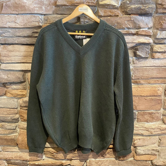 Vintage Barbour Made in England Green Wool Sweater | Vintage Sweater | Barbour Sweater | Vintage Wool Sweater | Size 46" | SKU STQ-3215