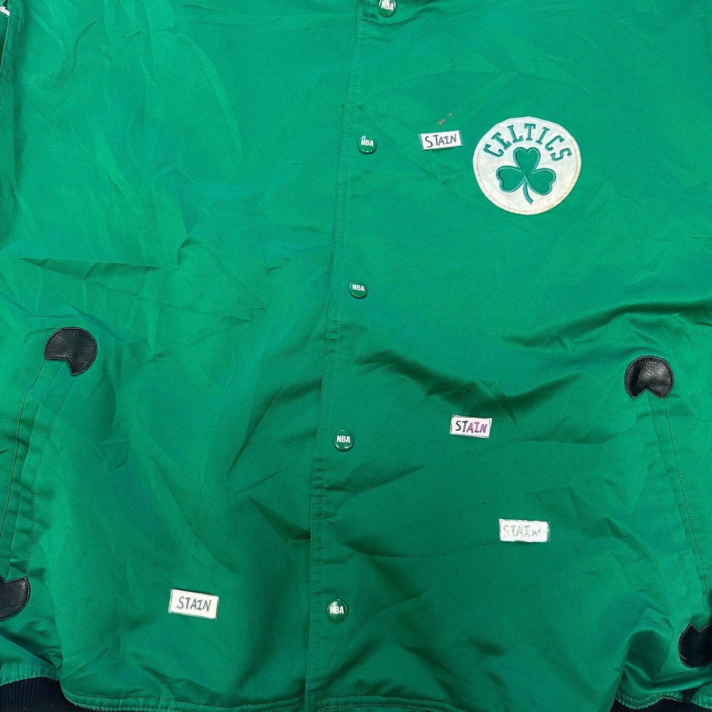 Vintage Boston Celtics Green Satin Bomber Jacket with Patches | Vintage Bomber Jacket | Boston Celtics Jacket | Size 2XL | SKU: M-3237
