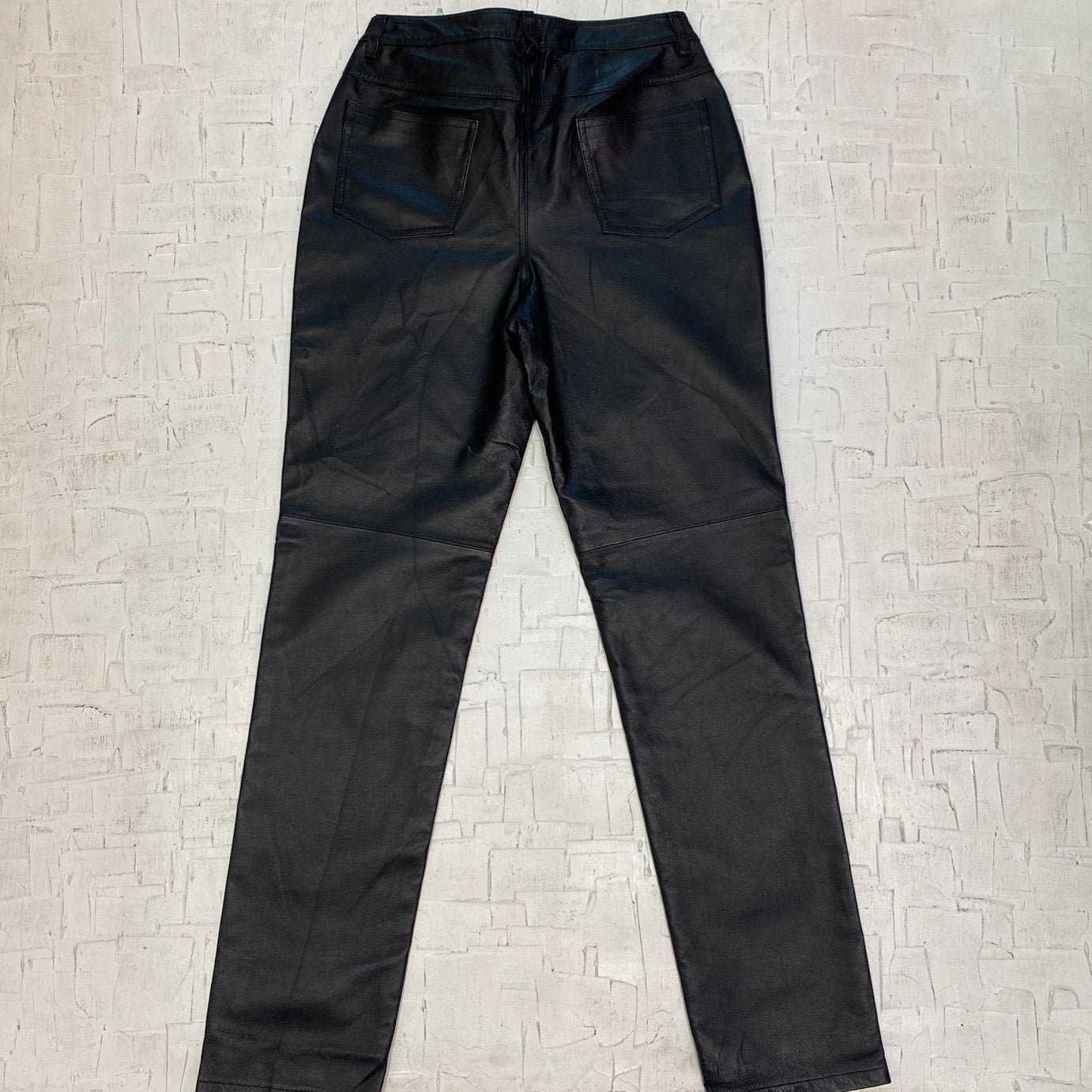 Vintage Newport News Jeanology Collection Leather Pants | Vintage Leather Trousers | Vintage Black Leather Pants | Size 10 T | SKU:M-3311