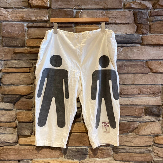 Vintage 1990's Sweet Sacks Sugar Sack Cotton Shorts | Vintage Bottoms | Male Silhouette Symbol | Adjustable Size | SKU: STQ-3287