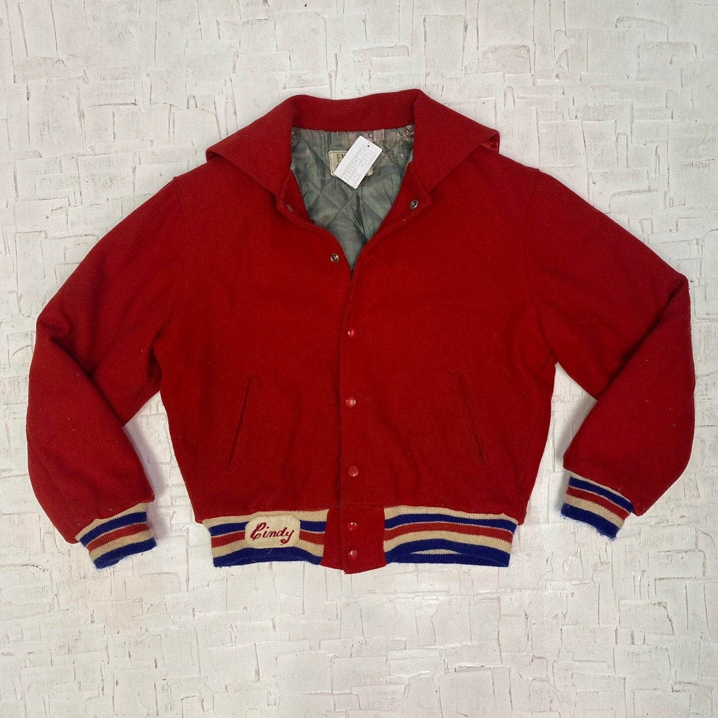 Vintage Southview Saints Cheerleading Red Varsity Jacket | Vintage Jacket | Empire Sporting Goods New York | Cindy | Size M | SKU: M-3342